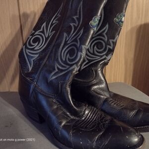 Justin Boots Black with Blue Stitching Western Boots
